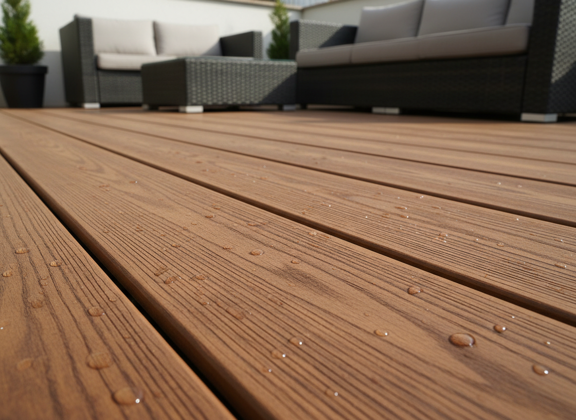 Co-extruded WPC composite decking boards with slip-resistant textured surface