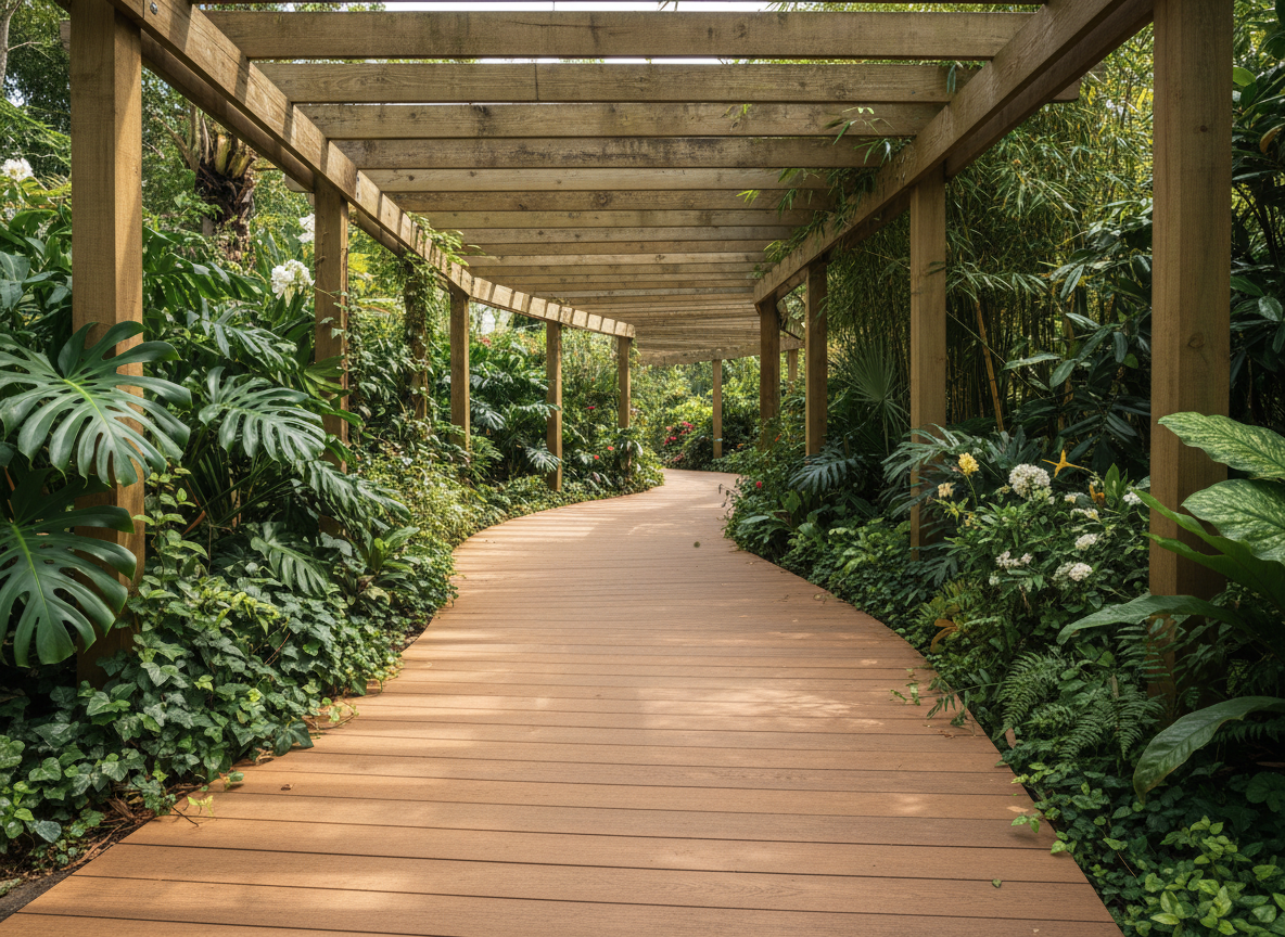 Melbourne Botanical Walkway with WPC decking and pergola
